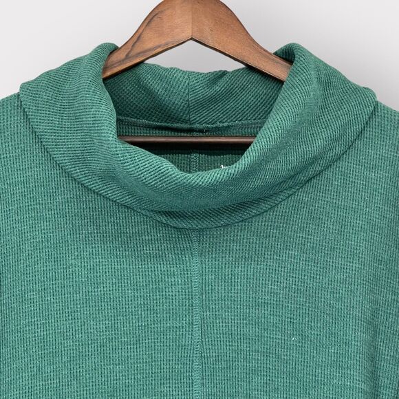 Woman Within Pullover Sweater Women Size 18/20 Green Cowl Neck Hi-Low Hem Knit - Picture 2 of 12